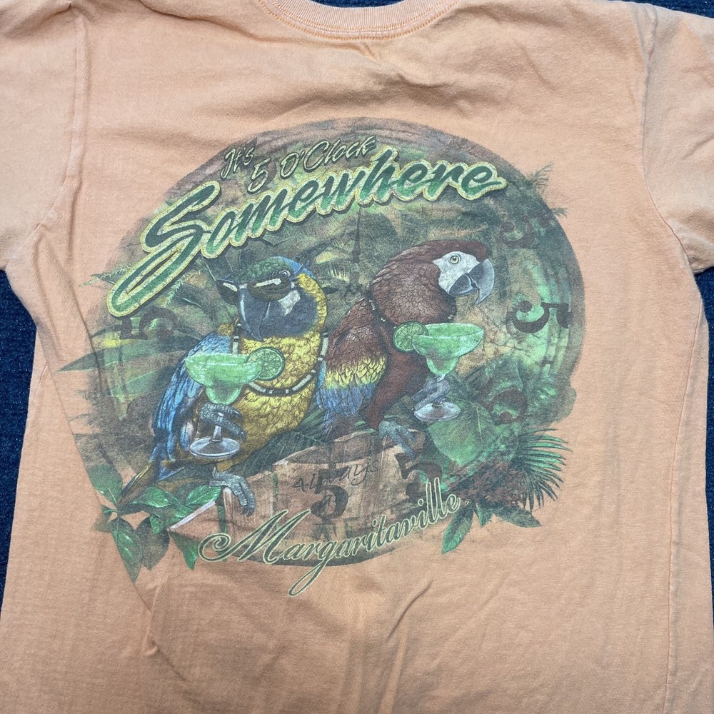 Margaritaville Shirt Mens Small Orange It's 5 O'Clock Somewhere Tee T-Shirt